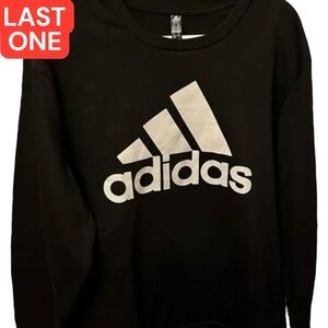 adidas Mens Fleece Golf Crew Sweatshirt Black w/ Gray Big Logo Three Stripes XL